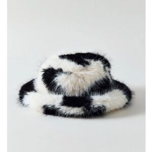 Urban Outfitters Black and White Fuzzy Bucket Hat